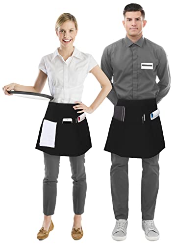 Utopia Wear 12 Pack Server Apron with 3 Pockets, Waist Apron for Waiter Waitress, 12 Inches2