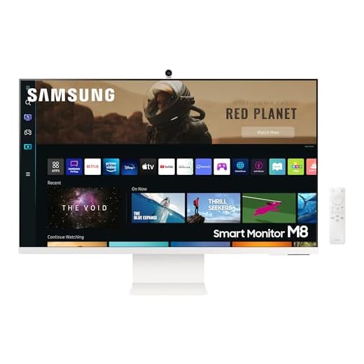 Samsung Smart Monitor M8, Flat 32'', 3840x2160 (UHD 4K), Piattaforma Smart TV (Amazon Video, Netflix), Airplay, Mirroring, Office 365, Wireless Dex, Casse Integrate, WiFi, USB TypeC, Bianco