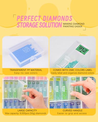 Image of forever young 60PCS Diamond Painting Storage Containers Trays & Stand | 2-in-1 design keeps diamond art beads organized. Provides bead storage and line-up with a stand for a tidy workspace.