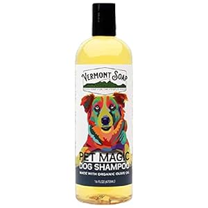 VERMONT SOAP Organics Pet Shampoo – Infused with Organic & Natural Olive Oil, Coconut & Aloe Vera Dog Shampoo for Sensitive Skin – USDA Certified Grooming Pet Shampoo (16oz)