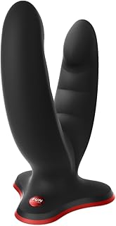 FUN FACTORY Ryde Double Dildo (Black) with Groove Structure, Made in Germany, Stimulating Sex Toy for Men and Women, 100% ...
