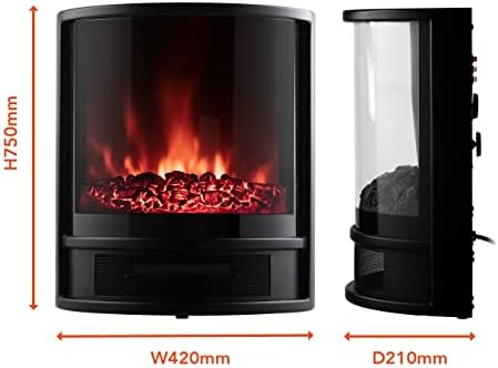 Warmlite WL46031 Lavenham 1.8kW LED Log Effect Fire Stove with Adjustable Thermostat Control, 1800W, Black