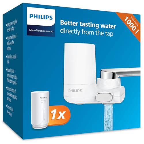 Philips Water Ontap Filter AWP3703 MICROFILTRATION, 1000 L filtration capacity, reduces chlorine, sediment, and other taste-impacting substances (Packing May Vary), White