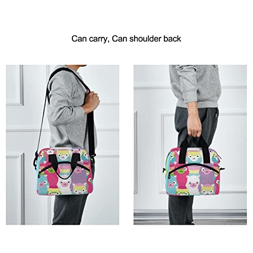 Rainbow Fluffy Llamas Lunch Bag For Girls Boys Women Lunch Box Container Reusable Cooler Lunch Tote Bag Insulated With Adjustable Strap For School Office #TOP3