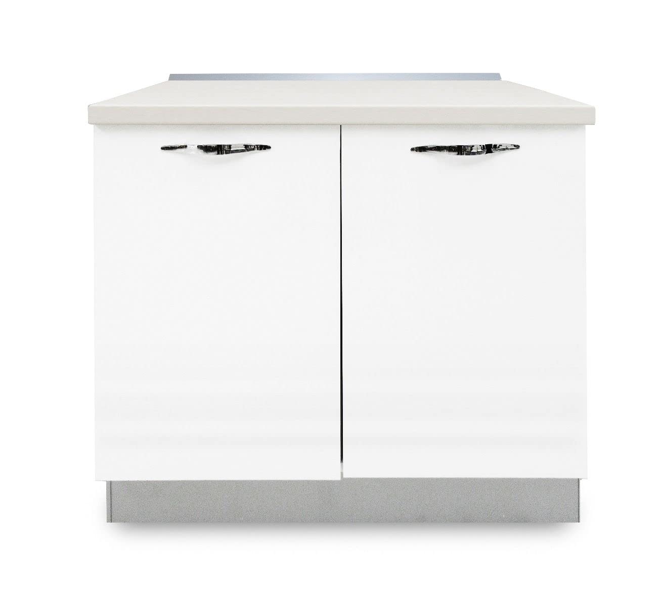 My Brand Germanvox Mobile Armadietto Base da Cucina a terra 90 cm 2 ante bianco lucido