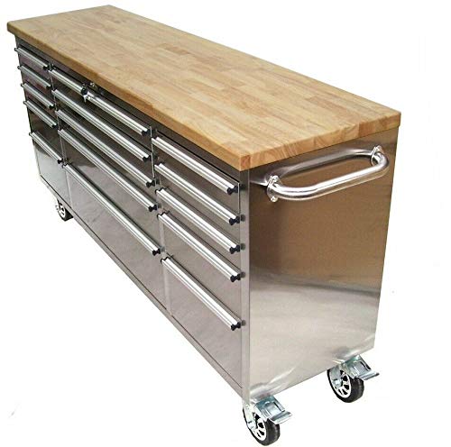 AWZ Edelstahl Werkstattwagen Werkbank 66060 Werkzeugwagen XXL 15 Schubladen Rollwage – Bild 4