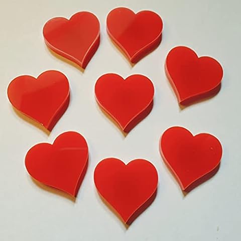 8 Pcs Strong Red Acrylic Heart Magnets Cover