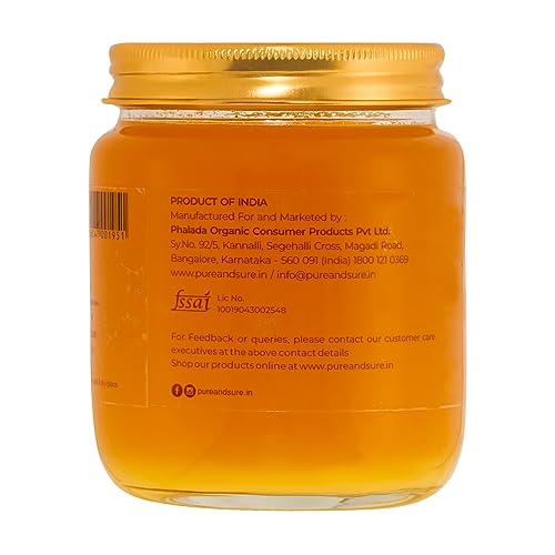 Image of Pure & Sure Organic A2 Desi Ghee 500 ML | 100% Pure Cow Ghee | Made by Traditional Bilona Method | Curd-Churned | Natural Immunity Booster & Other Benifits (Glass Jar) (Pack of 3)