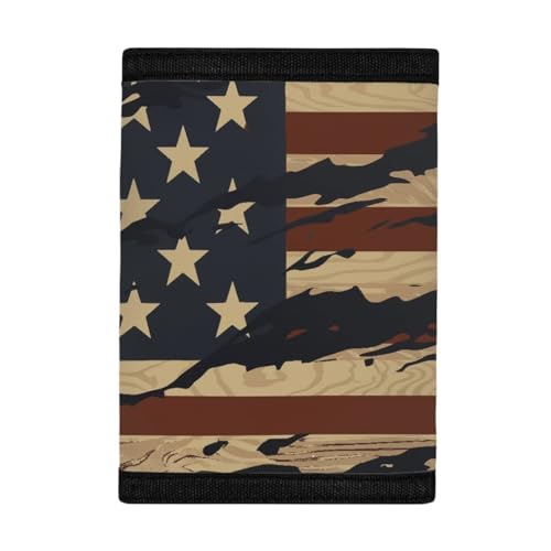GIFTPUZZ Cool Teen Wallet American Flag Polyester Purse Credit Id Card Cash Holder for Man Aesthetic Wallets With Coin Pocket Id Window for Teenager2