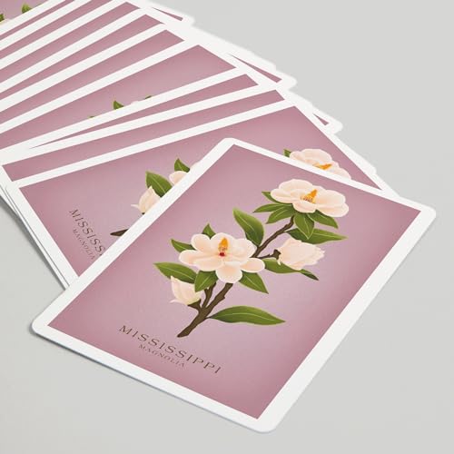 Lantern Press Mississippi, Vintage Flora, White Magnolia, 52 cartas de póker miniatura 5