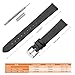 ANNEFIT Women's Leather Watch Band 15mm, Lizard Grain Slim Thin Replacement Strap (Black)