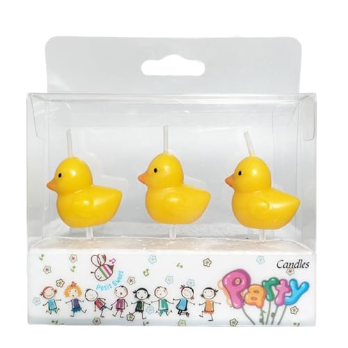 3 velas de cumpleaños con diseño de animales lindos para pasteles, velas hechas a mano en forma de pato para un ambiente creativo