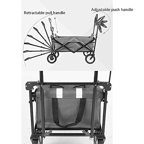 Wäschewagen Handwagen,Zusammenklappbarer Gartenwagen,Schwerlastwagen Mit Überdachung,Multifunktions Einkaufswagen Für Outdoor Camping Strandwagen Mit 4 Rädern,Tragkraft 100 Kg/ – Bild 6