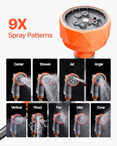 Image of VEVOR Retractable Garden Hose Reel, 1 /2 Inch x 65 ft Wall Mounted, Heavy Duty Garden Hose Reel with 9 Patterns Nozzle, Any Length Lock, Upgraded Slow Return System and 180Swivel Bracket