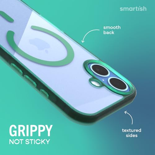 Image of Smartish iPhone 17 MagSafe Clear Case - Gripmunk Magnetic Slim Case [Lightweight + Protective] Anti-Yellowing Thin Grip Clear Cover for Apple iPhone 17 - Clearly Green