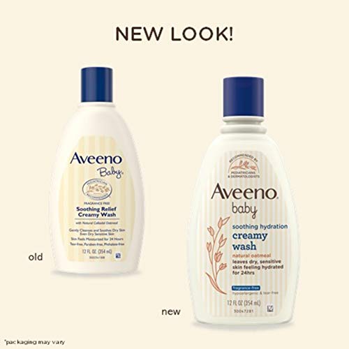 Aveeno Baby Soothing Hydration Creamy Body Wash With Natural Oatmeal, Baby Bath Wash For Dry & Sensitive Skin, Hypoallergenic, Fragrance-, Paraben- & Tear-Free Formula, 12 Fl. Oz (Pack Of 2) #TOP2