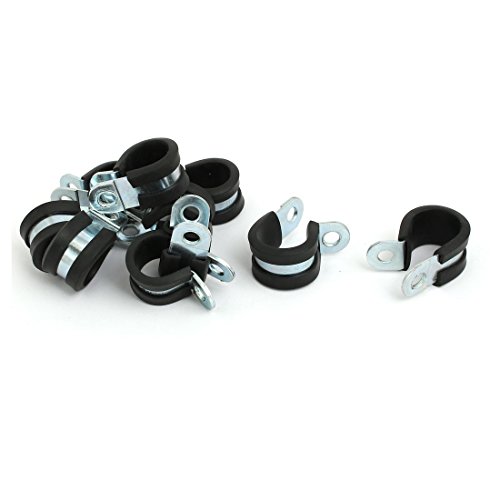 Aexit 16mm Dia Fastener EPDM Lined R Shaped Zinc Plated Stainless Steel Pipe Clip Cable Clamp 10pcs Model:86as597qo539