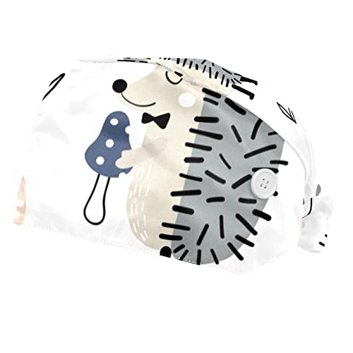 Casquette de travail champignon hérisson unisexe pour hommes et femmes - Lot de 2 pièces