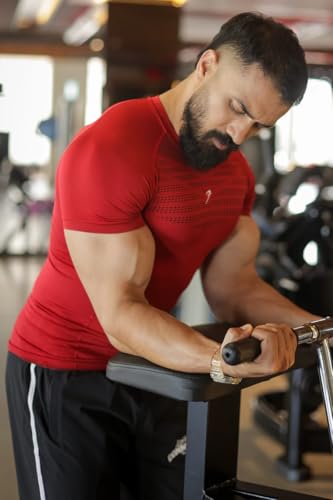 Image of FUAARK Nylon Seamless Compression Half Sleeves Dry Fit T-Shirts for High Performance in Gym