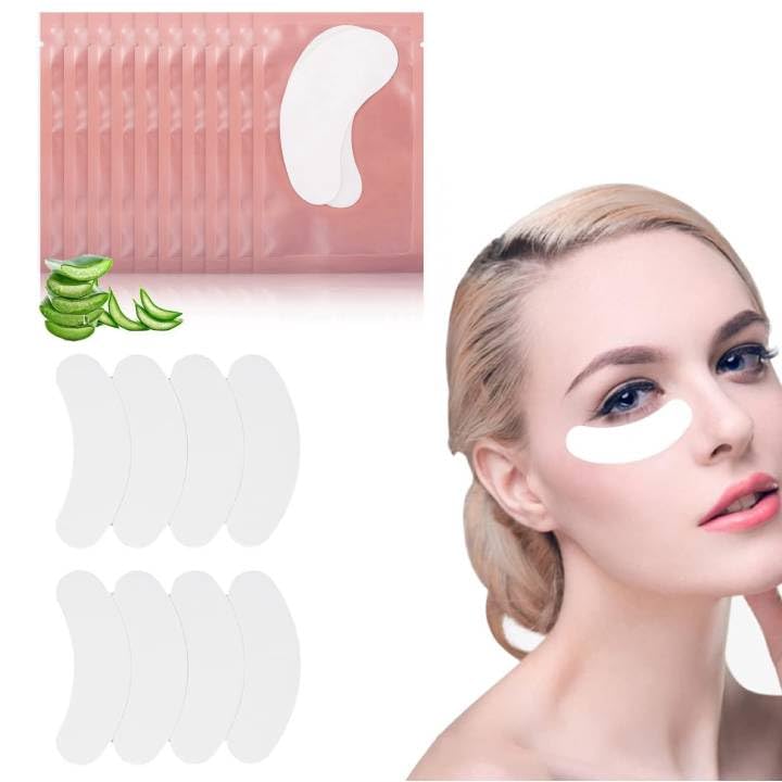 Almohadillas para extensión de pestañas, 50 par/set extensión de pestañas hidrogel debajo de los ojos Gel parche para el ojo pegatina para Extensiones de Pestañas, Lifting Pestañas(rosa)