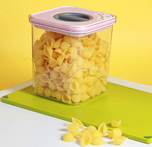 NOW & ZEN Smart Seal - Recipiente apilable para almacenamiento de alimentos sin BPA con tapas giratorias (1,3 litros, cuadrado rosa)