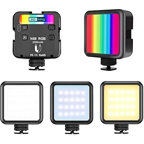 RGB Led Video Light for Photography - Portable Camera Lighting Panel Fill Lights Attachments for Filming, vlogging, Live Streaming, Selfie, Studio with 3 Cold Shoes, 360° Full-Color, 2500K-9500K Cover
