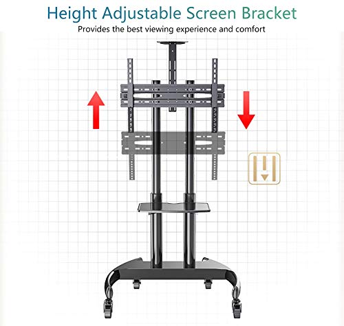 Soporte TV móvil ajustable con estantes y base resistente miniatura 4