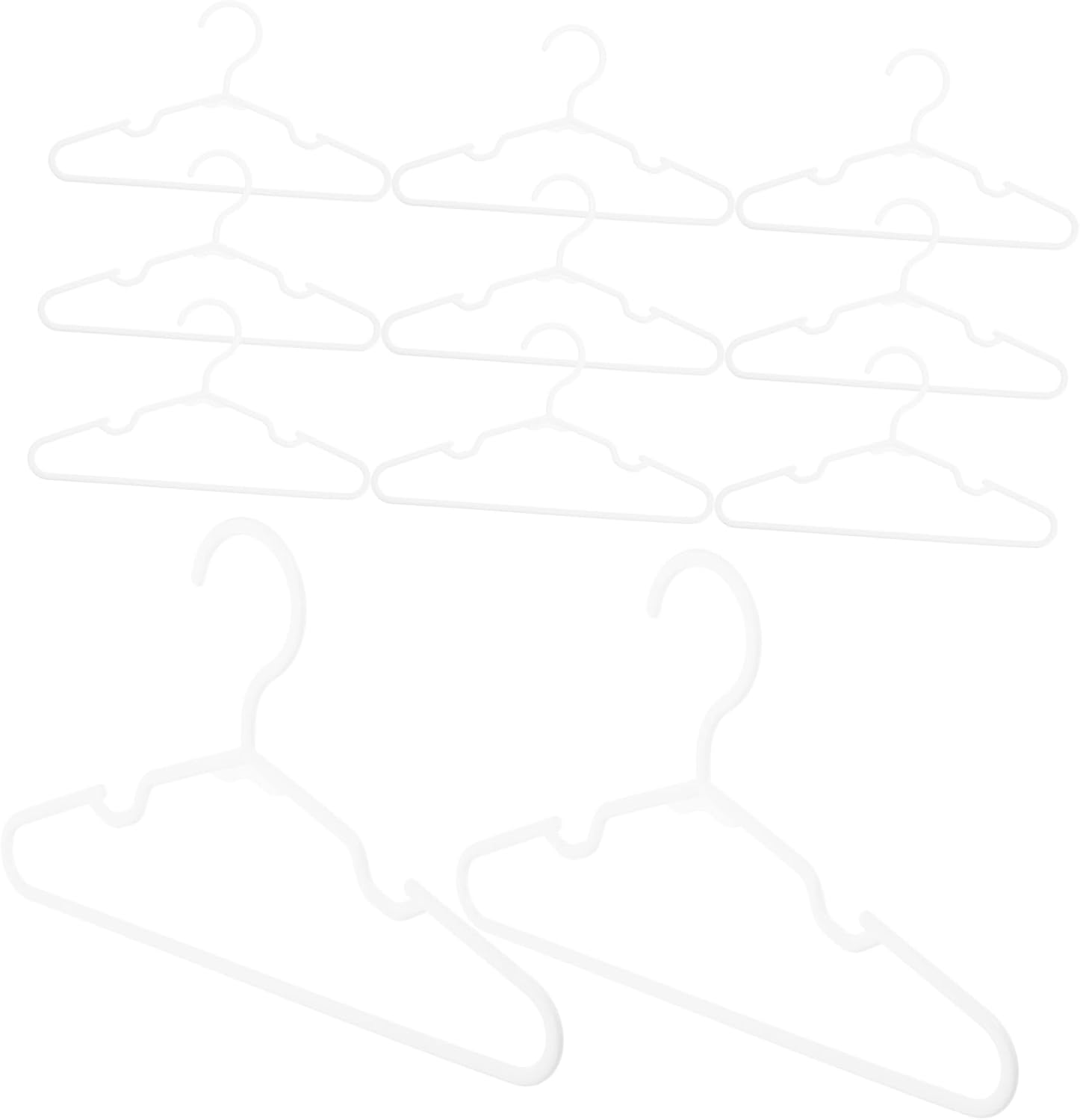 50pcs White Plastic Boys and Girls Hangers Heavy Duty Space Saving Clothes Hangers for Boy Girl Jackets Pants and Shirts Design for Easy Organization