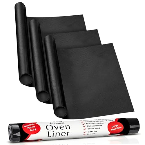 Lxrious Large Oven Liner 3 Pack - Extra Thick 40x50cm Non-Stick Oven Liners for Fan Assisted Ovens - Reusable Mats for Bottom of Oven - Easy-Clean, BPA and PFOA Free Oven Protector Sheets