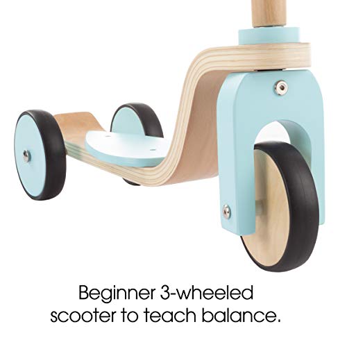 Lil' Rider Kids Wooden Scooter-Beginner Push Steering Handlebar, 3 Wheel, Kick Scooter-Fun Balance and Coordination Riding Toy for Girls and Boys - Thumbnail 3
