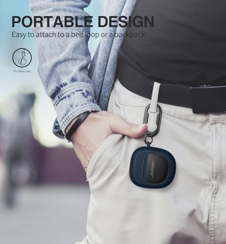 Image of SURITCH Protective Cases for Bose QuietComfort Earbuds II 2022 / QuietComfort Ultra /Ultra Earbuds 2nd Gen, Shockproof Case Cover for Bose QC ii 2 & Ultra Case Accessories with Carabiner, Navy