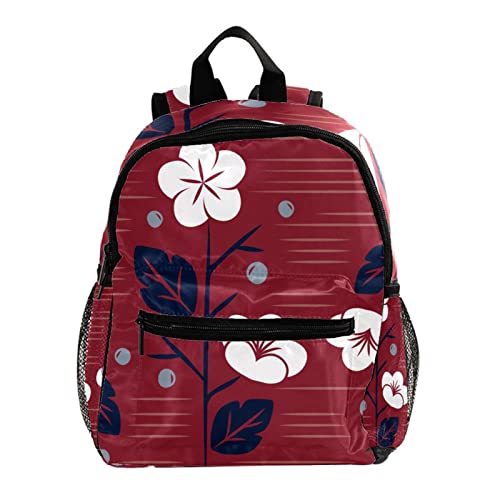 Sac à dos japonais rouge motif floral 30 cm pour enfants filles et garçons