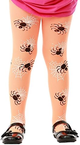 Orange Spiderweb Tights | Kids Halloween Spider Costume & Dress Up Stockings (Medium)