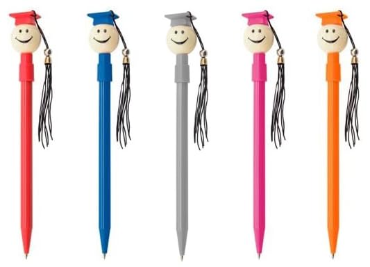 Lote de 50 Divertidos Bolígrafos para Graduación Regalos Graduaciones Graduado surtido en variada gama de vivos colores con borla de tela