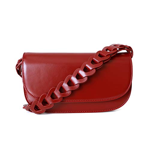 JIUFENG Women's Handbags Cowhide Leather Hollow Weave Shoulder Bag Trendy Underarm Bags