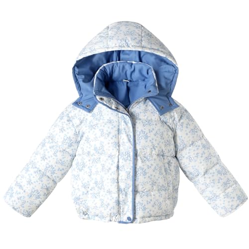 Little Girls Winter Snow Coat Puffer Jacket with Hood Floral Padded Kids Clothes