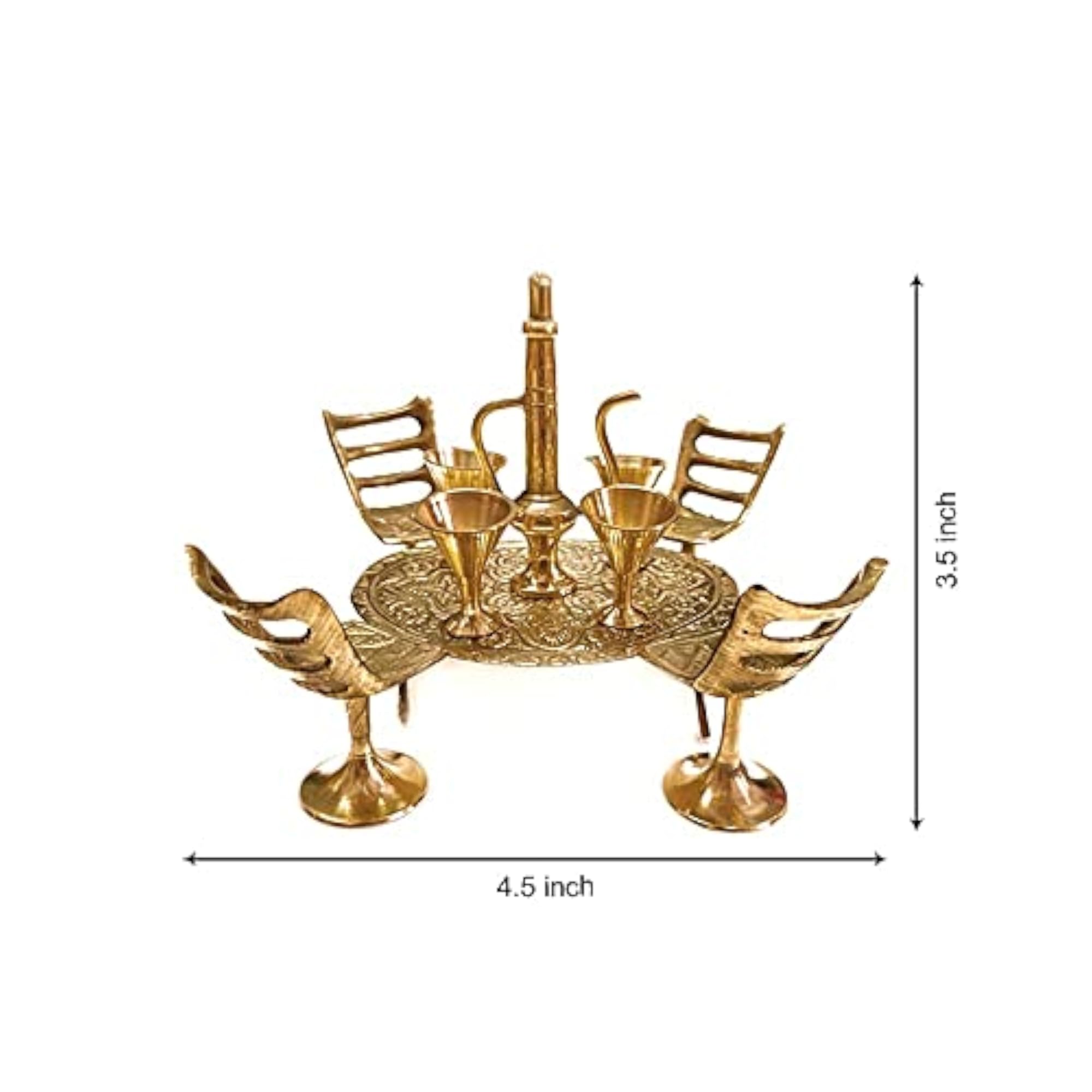 Brass Dining Table Chair Maharaja Set Showpiece, Home Decor