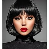 La perruque courte Creamily est fabriquée en fibres synthétiques résistantes aux hautes températures. Légère et ultra-douce, elle peut être coiffée à moins de 130 °C.