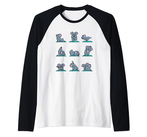 Koala Pose de Yoga Méditation Vêtements Filles Femmes Animal Manche Raglan