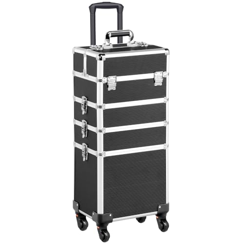 Yaheetech Valise Maquillage 4 en 1 Mallette de Maquillage Trolley à Maquillage Bijoux et Cosmétique Beauty Case Grande Rangement pour Voyage Verrouillable...
