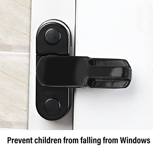 Sash Blocker Window Jammer Aluminum Alloy T Type Door Window Restrictor Lock Window Latch Sash Lock (Black) - Image 2