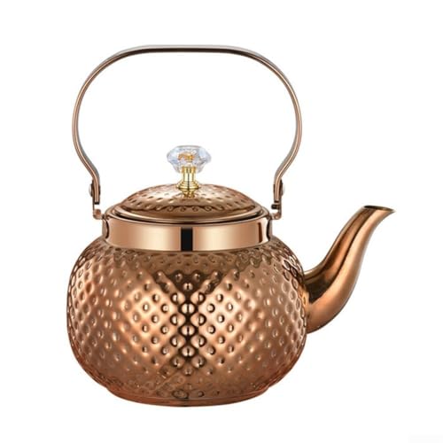 Théière en acier inoxydable martelé de 1,2L avec son infuseur or rose élégant