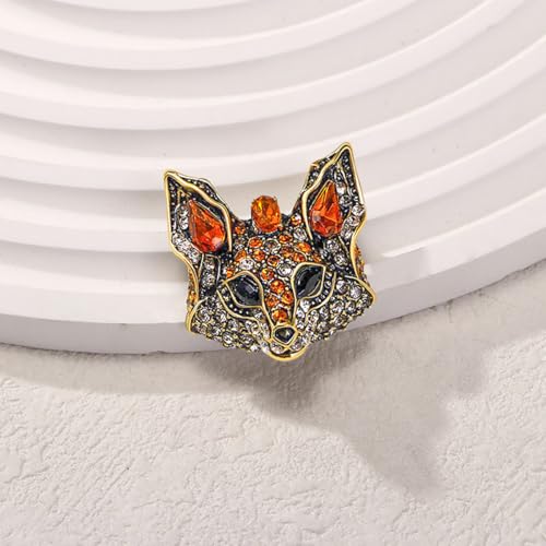 Image of Rhinestone Small Fox Brooch Pin for Women Clear Crystal Cluster Animal Head Brooches Lapel Pins CZ Dress Accessories Suit Collar Decoration Jewelry for Christmas Halloween