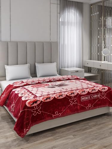 Image of Monte Carlo Double Bed Heavy Winter Blanket (160 X 220) Roman Plus 1 Ply Super Soft 550 GSM | 3 KG, (240x220 CM), Red