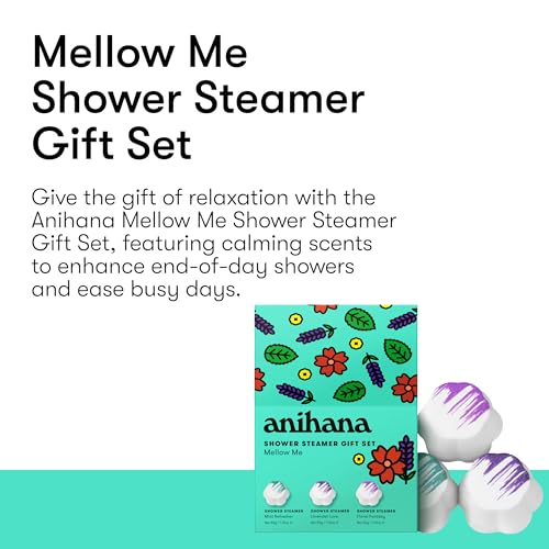 Image of ANIHANA Shower Steamers Mellow Me 3 Pack Gift Set with Essential Oils, Paraben Free, Mint Refresher, Lavender Love, Floral Fantasy, 1.76 oz Each