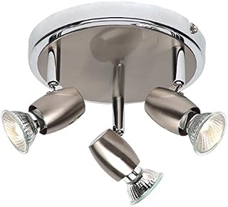 Palermo Modern 3 Way Light Ceiling Adjustable GU10 Round Plate Spotlight in a Chrome and Satin Chrome Finish