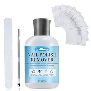 150ml Acetone Gel Polish Remover, Acetone Acrylic Remover Kit con Cuticle Pusher Tool, Professional Nail file, 10 PCS Nail Foil Wraps, Easy to Remove, Protect Nail Health