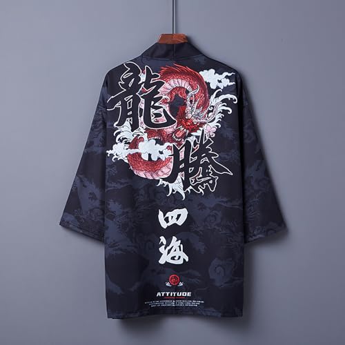 Image of Women's and Men Cardigan Jackets Lightweight Japanese Kimono Long Sleeves Open Front Coat
