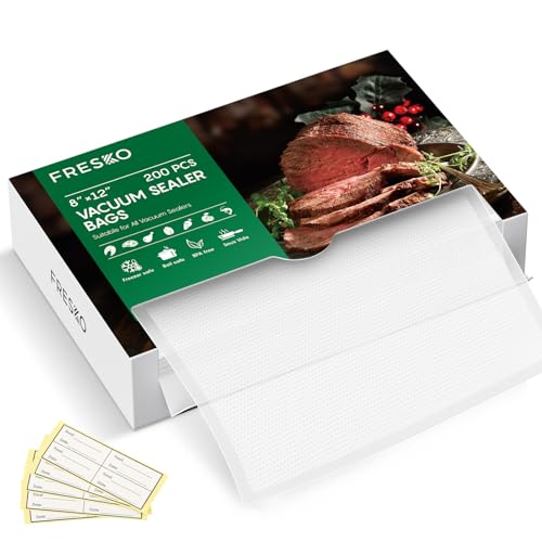 FRESKO Vacuum Sealer Bags Pint Size 100 Pack 6"x10", Seal a Meal Vac Sealers, Sous Vide Vacuum Safe, BPA Free, Heavy Duty Commercial Grade, Precut Storage Bag Universal Design 6"x10"(100 Cou