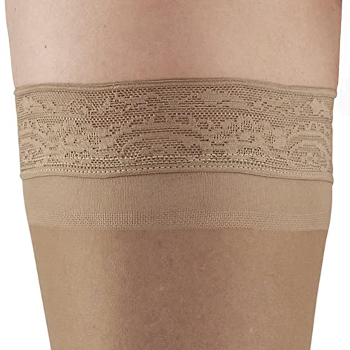 Ames Walker Aw Style 74 Soft Sheer 8 15Mmhg Thigh Highs W/Band Natural Large #TOP2